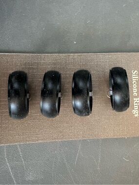 Men's Black Silicone Rings - Comfortable Stackable Band Pack